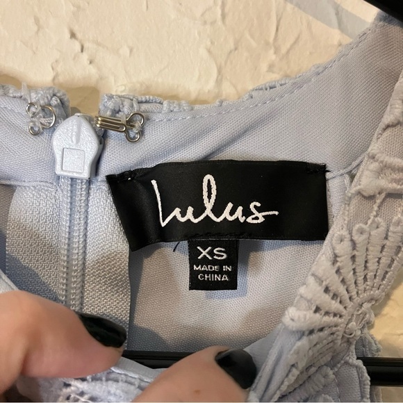 LULU’S Love Poem Light Blue Floral Lace Mini Dress - Picture 10 of 11